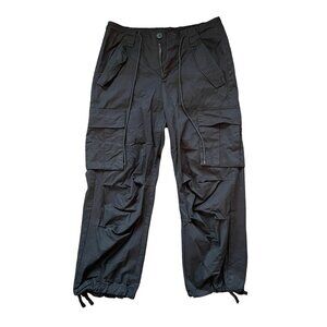 Real Takai Cargo Pants Womens Small Black Cropped Ankle Parachute High Rise